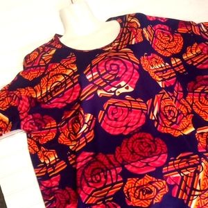 LulaRoe Rose Striped Floral Irma Printed Top